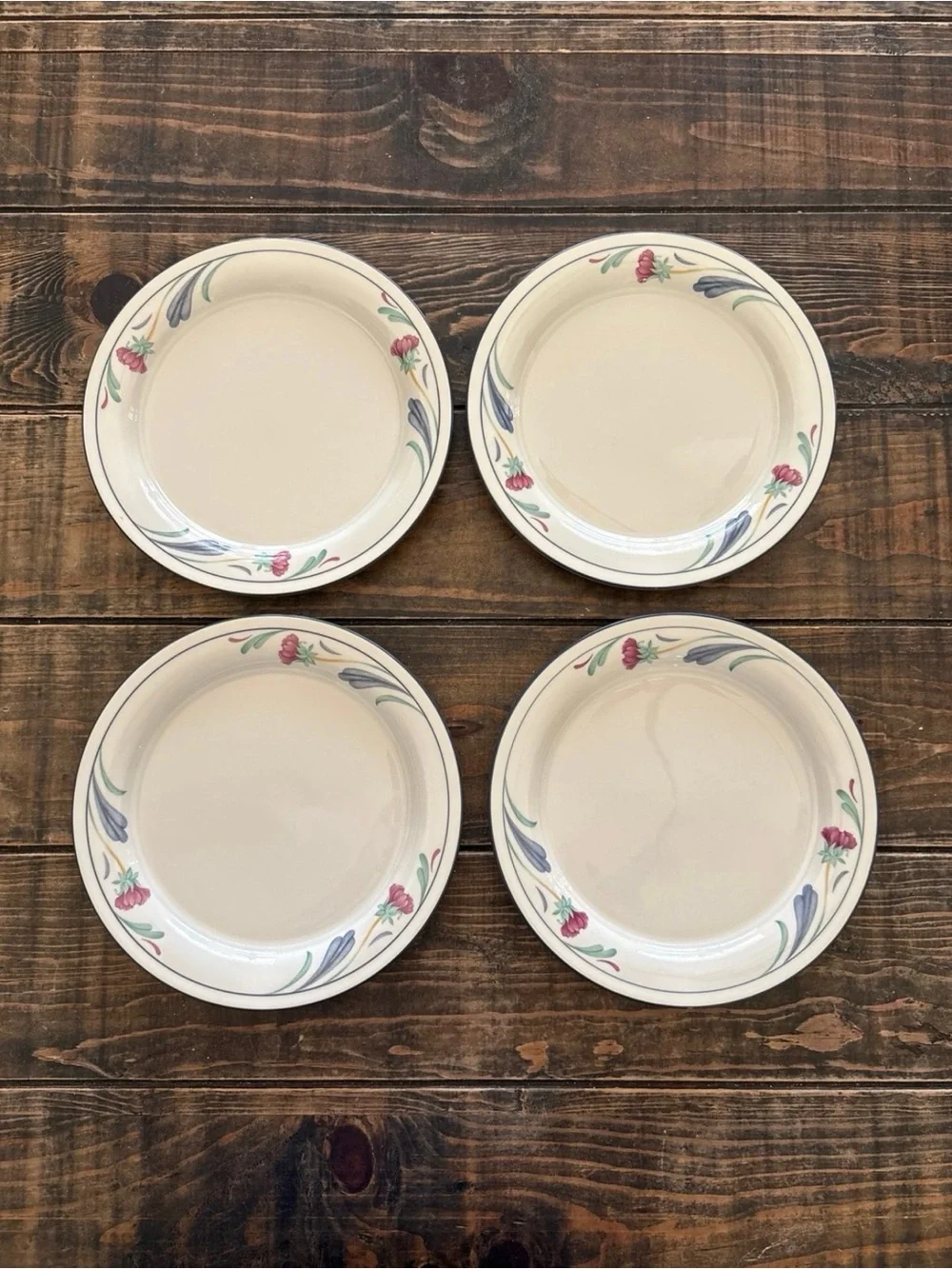 Lenox Chinastone Poppies On Blue Salad Plates Set of 4
